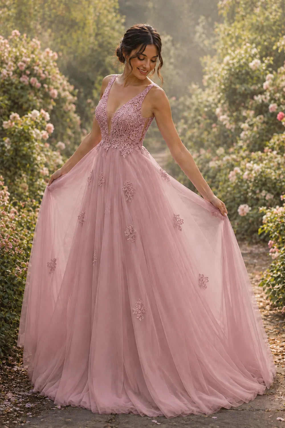 Fairytale Lace Applique Tulle Ball Gown