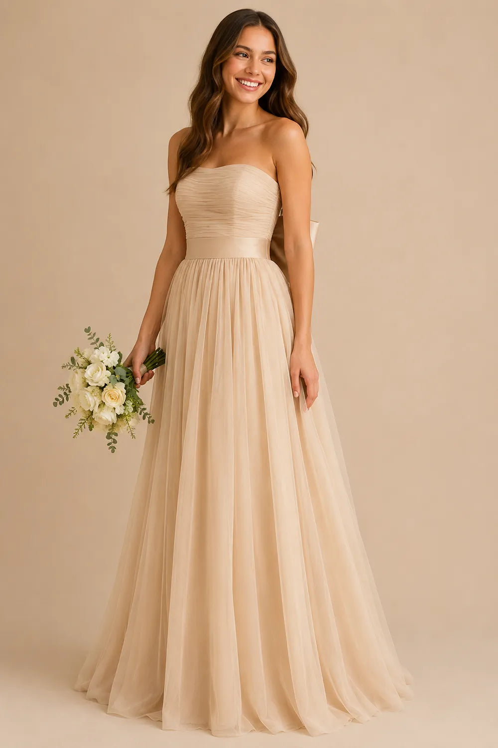 Fairytale Strapless Bow Back Tulle Gown