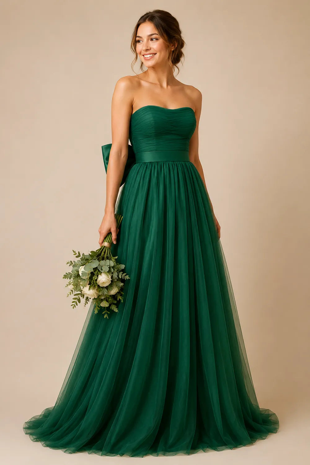Fairytale Strapless Bow Back Tulle Gown