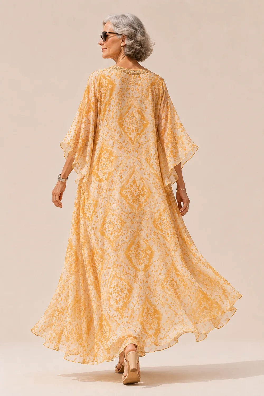 Embellished V-Neck Flowing Maxi Dress