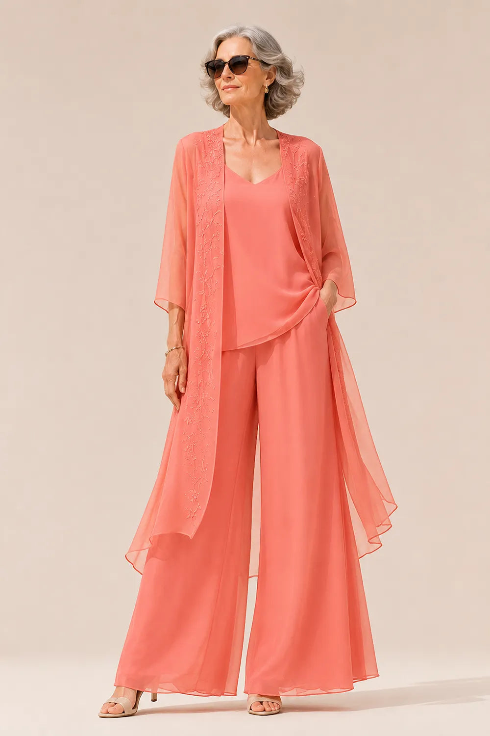 Aurelia Flowing Chiffon Formal Pant Set