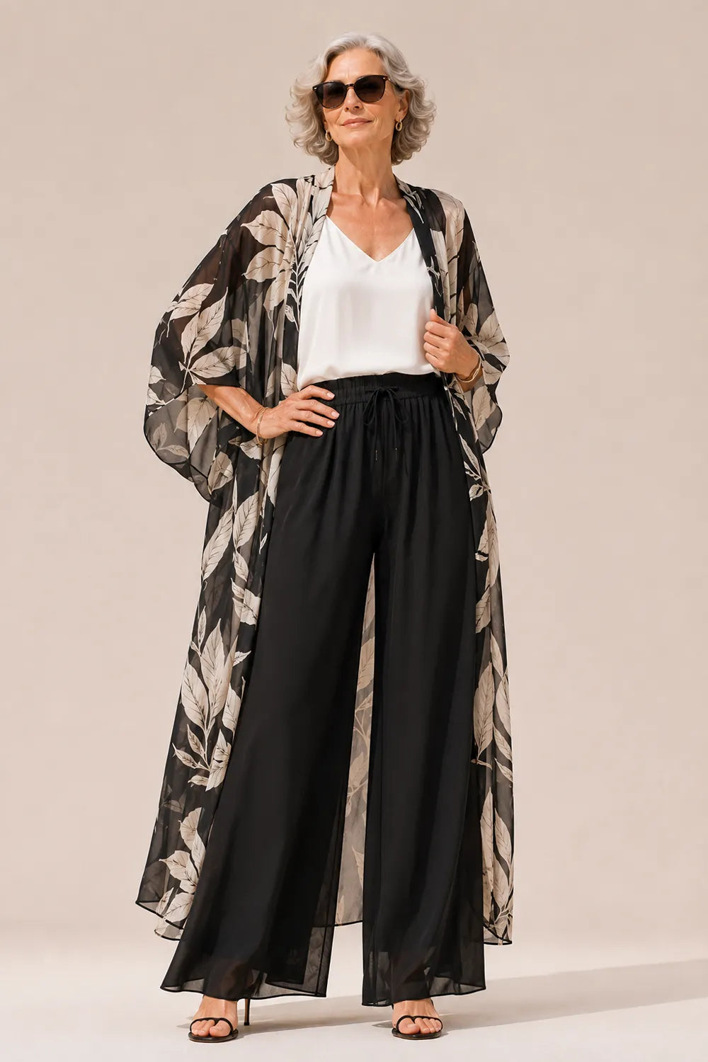 Floral Chiffon 3 Piece Mother of the Bride Pant Suit