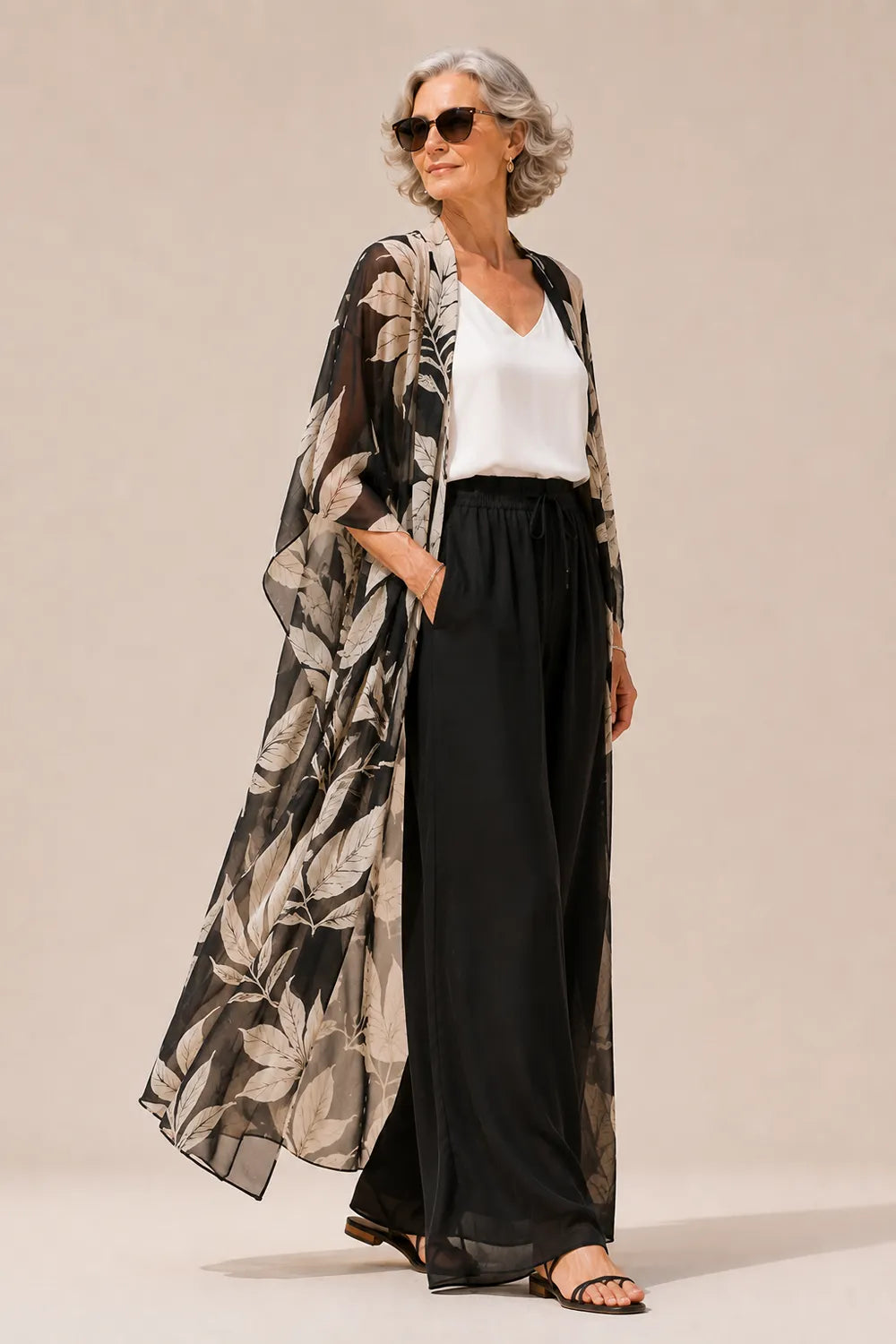Floral Chiffon 3 Piece Mother of the Bride Pant Suit