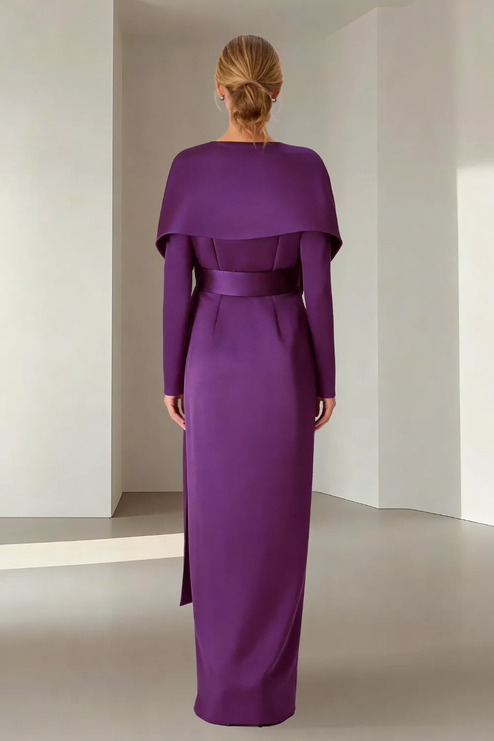 Elegant Long Sleeve Wrap Maxi Formal Dress