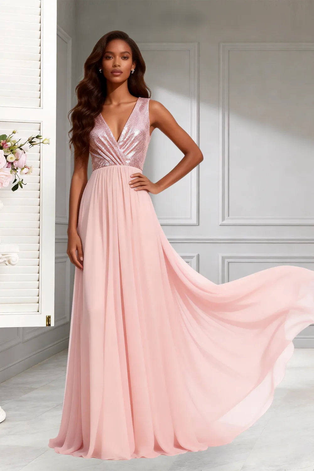 Elara Sleeveless Chiffon Formal Evening Gown