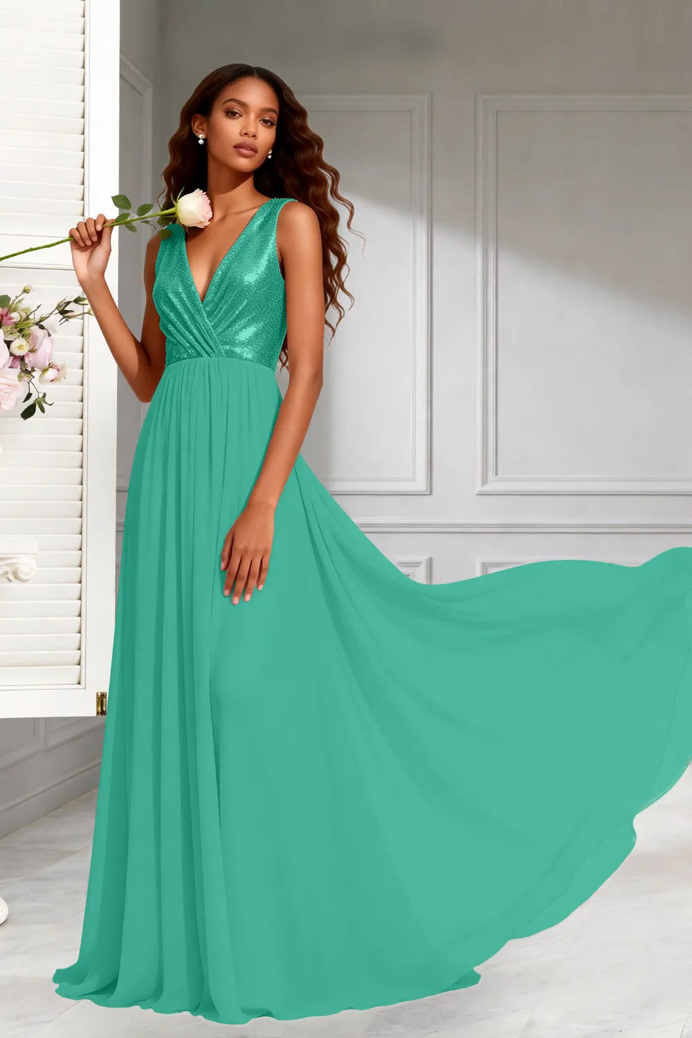 Elara Sleeveless Chiffon Formal Evening Gown