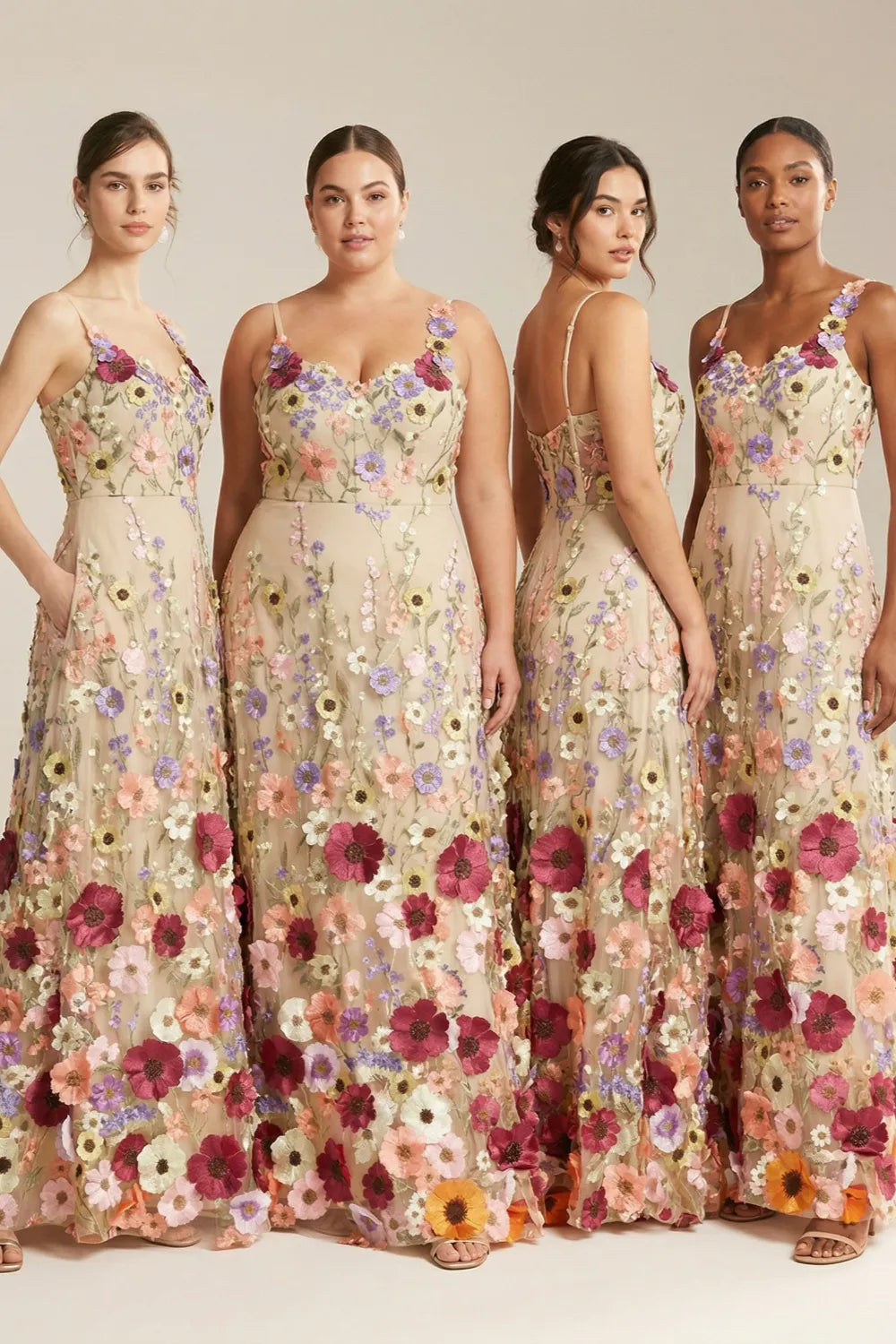 Romantic Floral Embroidered Wedding Guest Maxi Dress