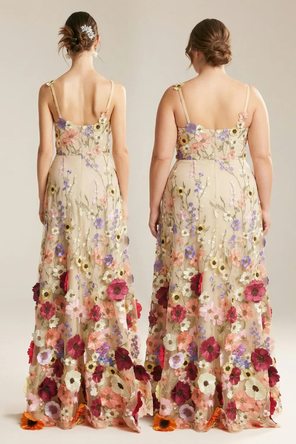 Romantic Floral Embroidered Wedding Guest Maxi Dress