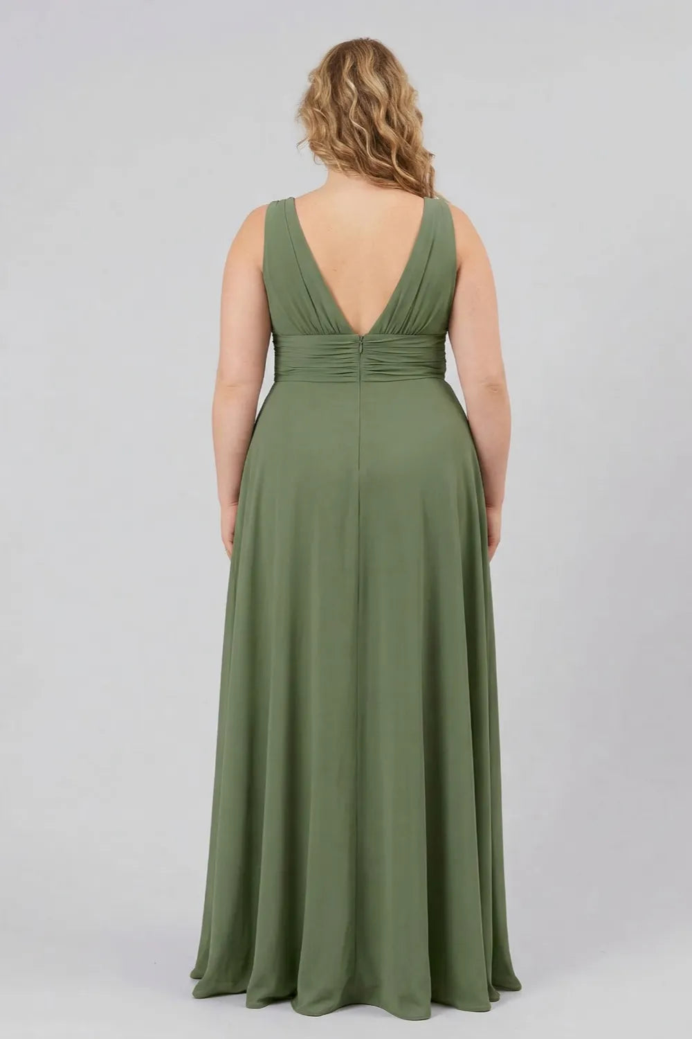 Aria Sage Green Deep V Bridesmaid Dress