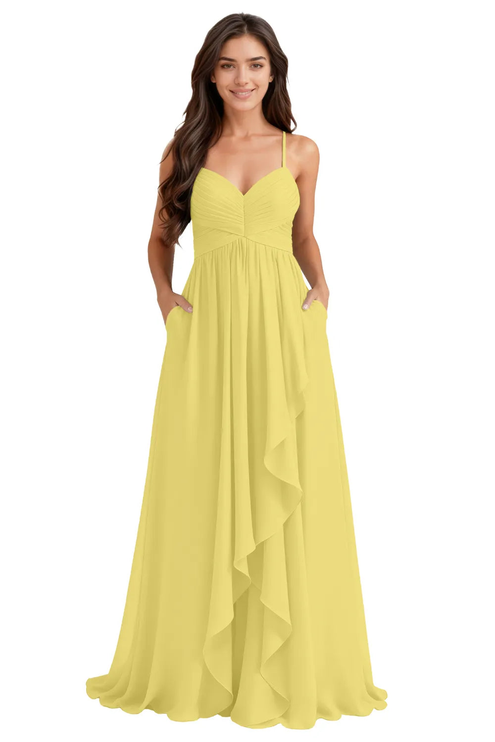 Flowy Chiffon Bridesmaid Dress with Pockets