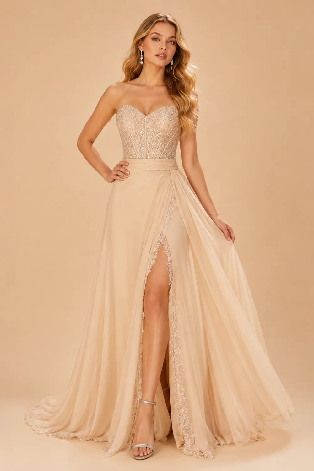 Sweetheart High Slit Formal Gown