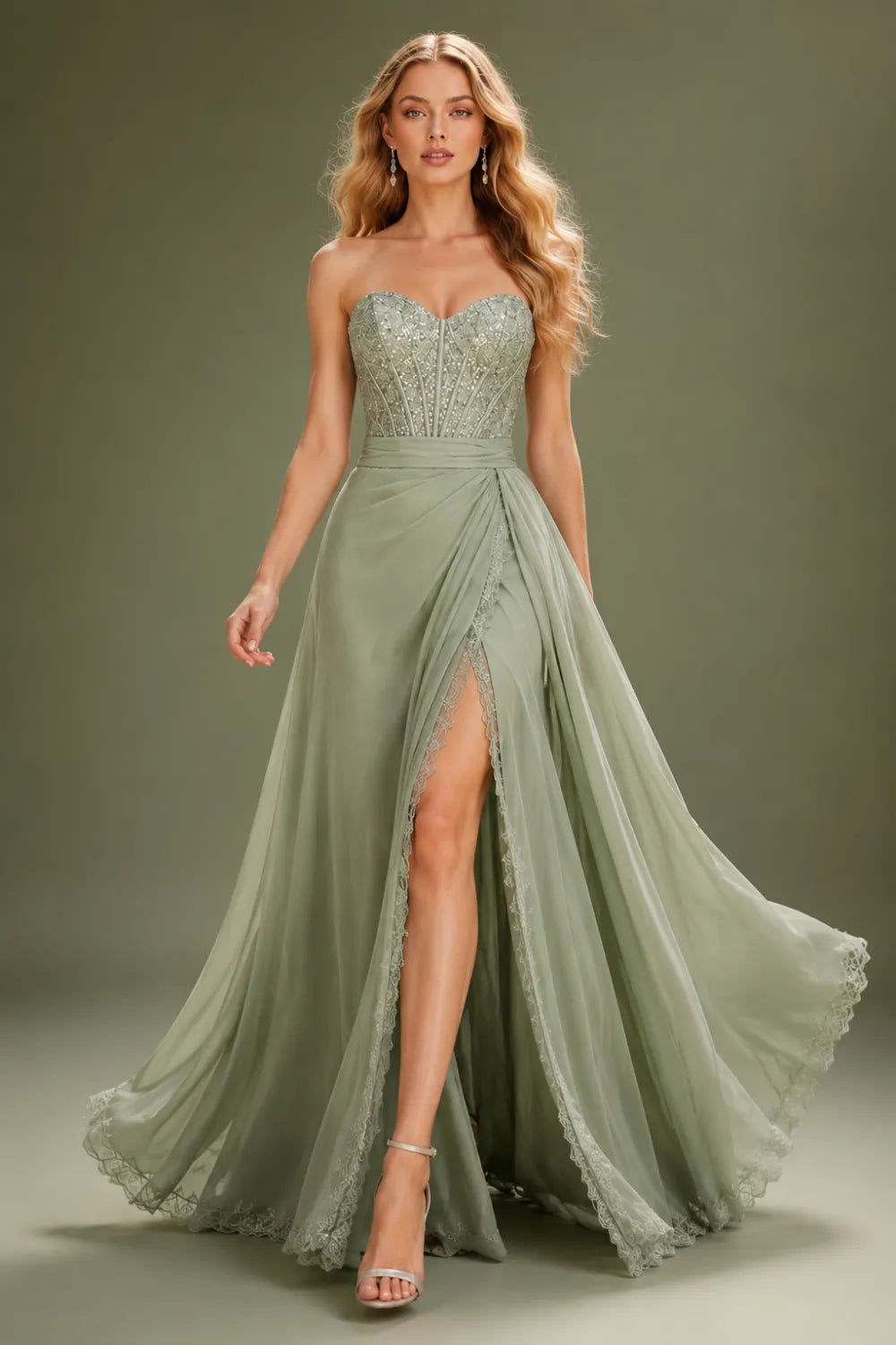 Sweetheart High Slit Formal Gown