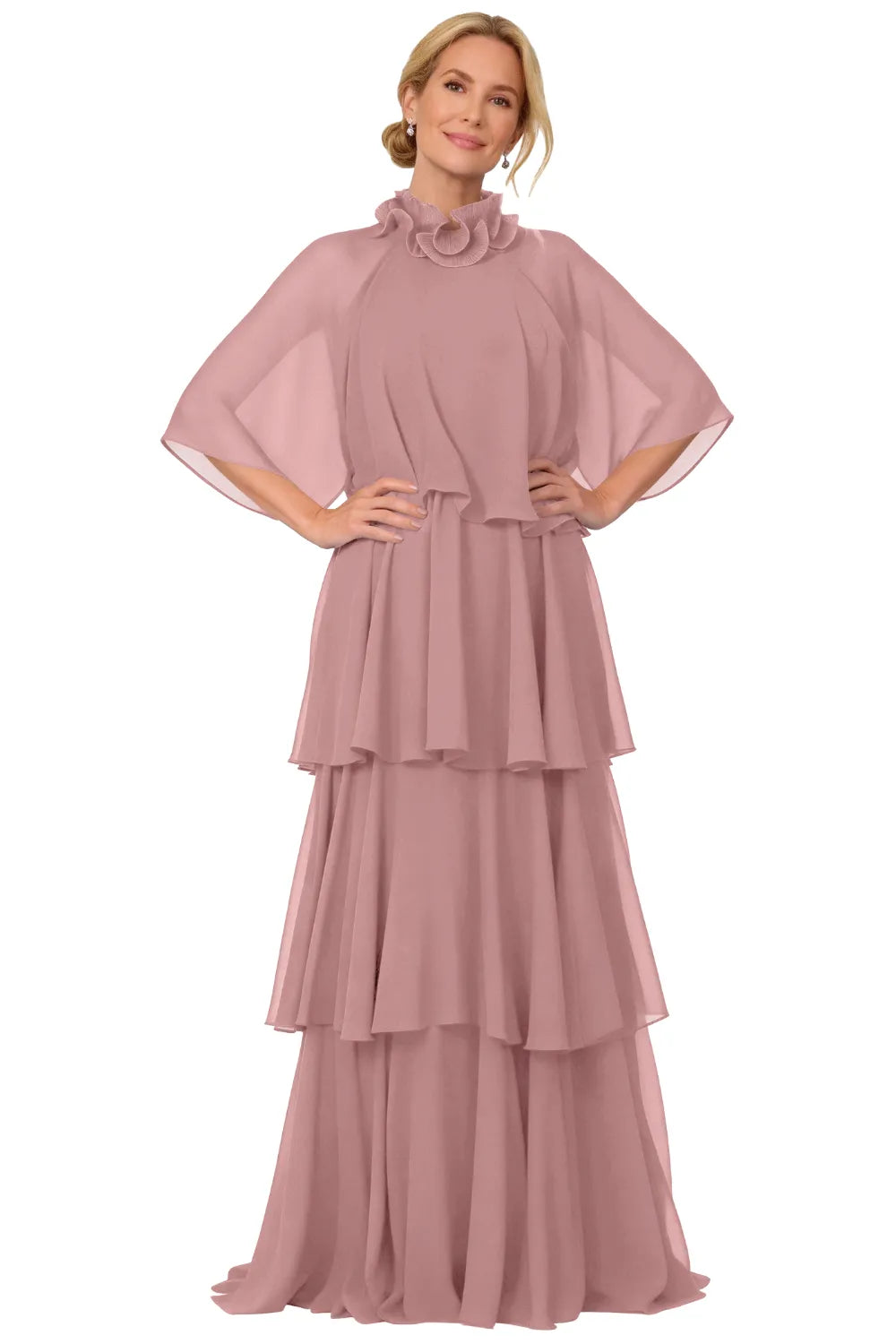 Elegant Tiered Chiffon Mother of the Bride Dress