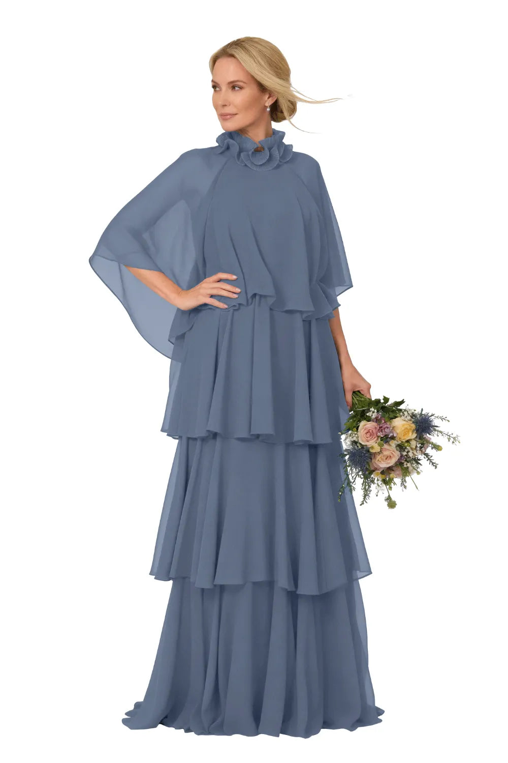 Elegant Tiered Chiffon Mother of the Bride Dress