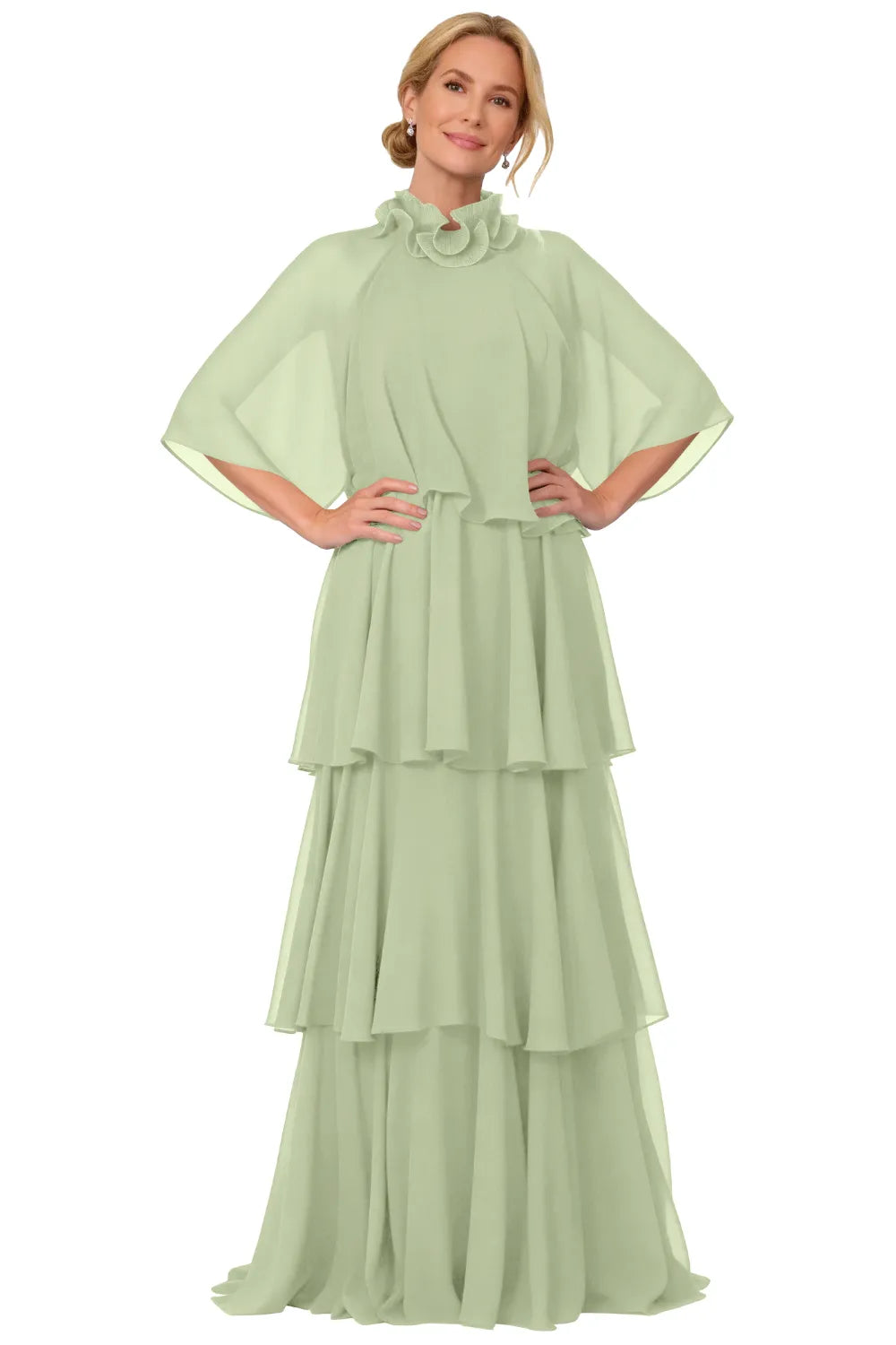 Elegant Tiered Chiffon Mother of the Bride Dress