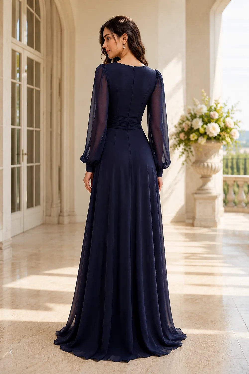 Valeria Ruched Waist Chiffon Evening Dress