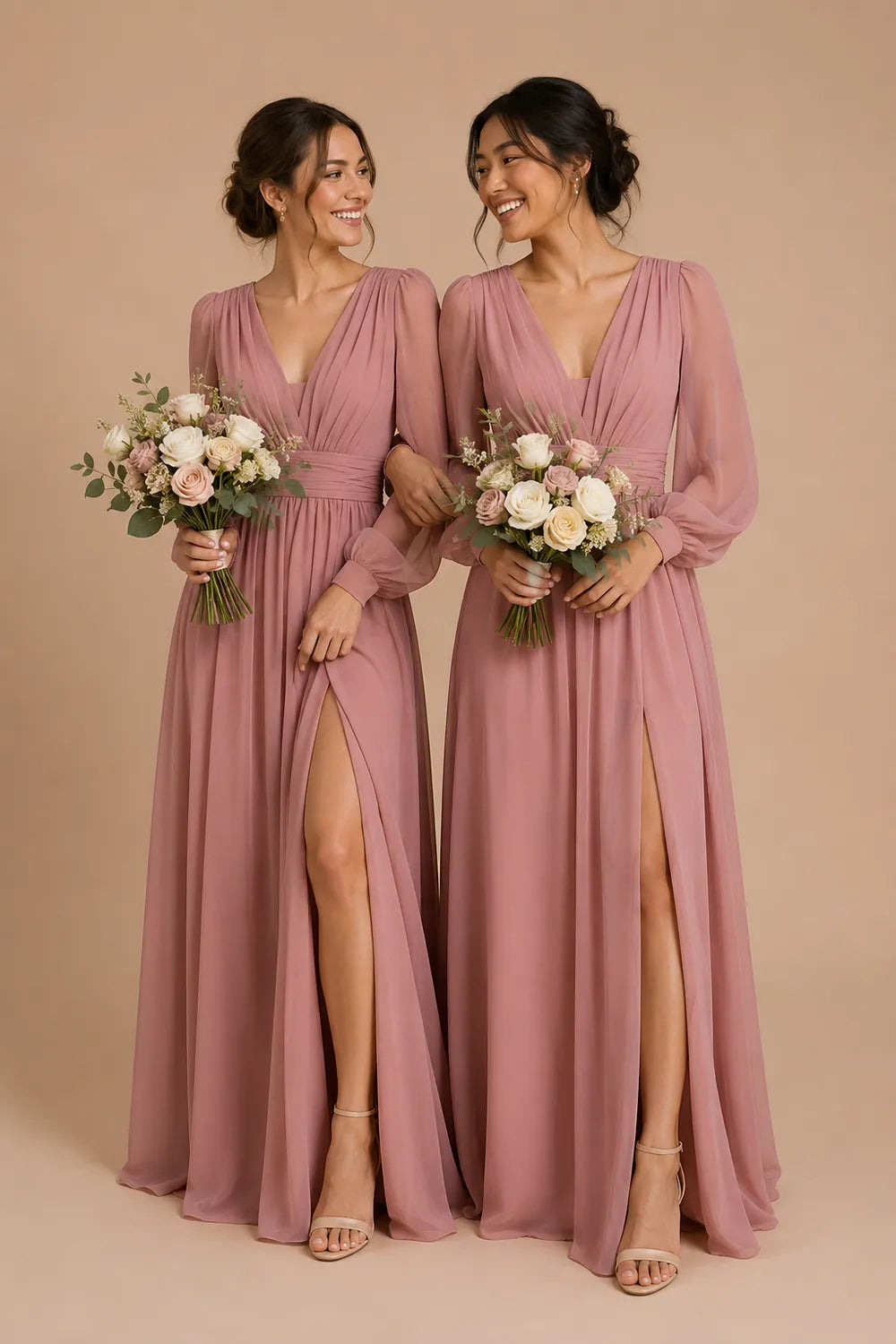 Valeria Ruched Waist Chiffon Evening Dress