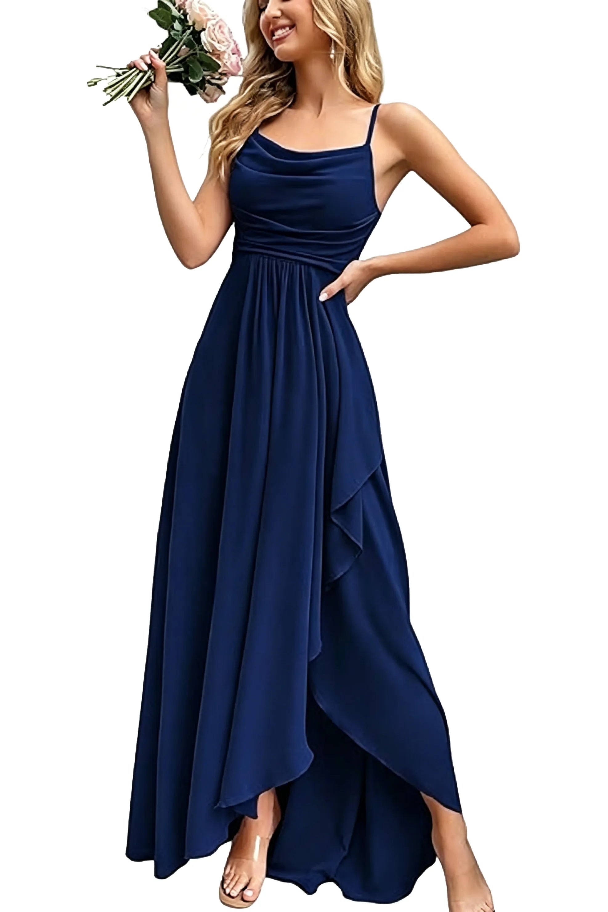 Aurelia Draped Spaghetti Strap Maxi Dress