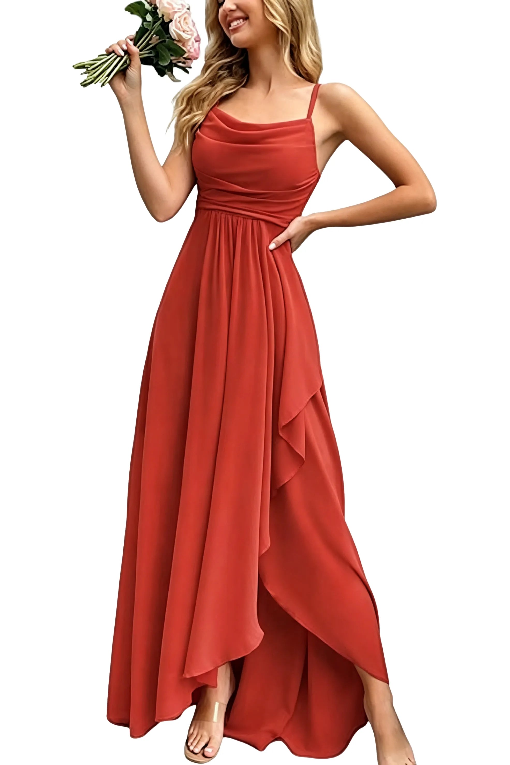 Aurelia Draped Spaghetti Strap Maxi Dress