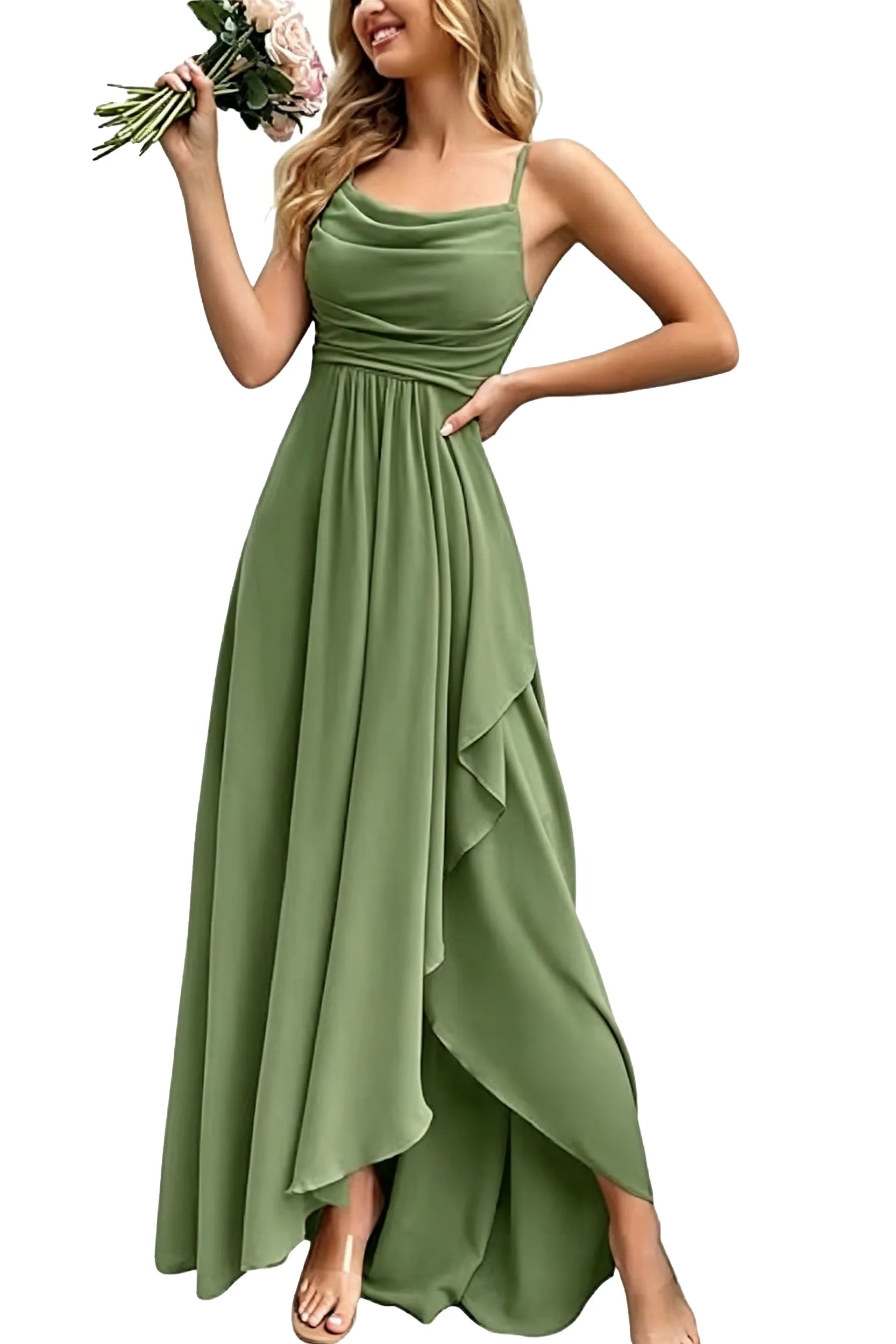 Aurelia Draped Spaghetti Strap Maxi Dress