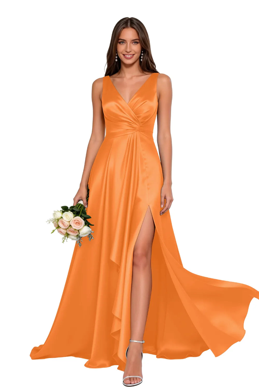 Elegant V Neck A Line Formal Maxi Dress