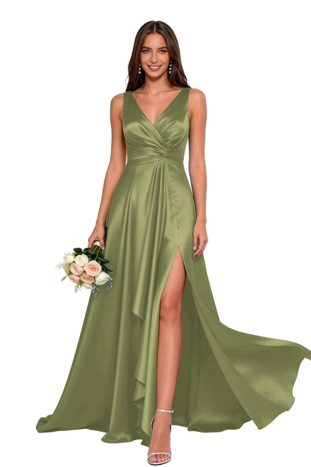 Elegant V Neck A Line Formal Maxi Dress