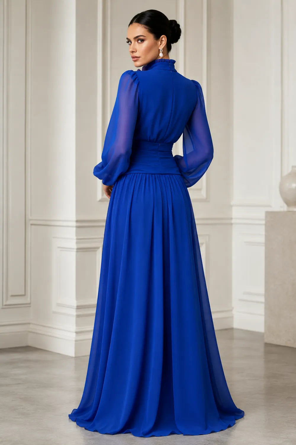 Regal Long Sleeve Chiffon Evening Dress