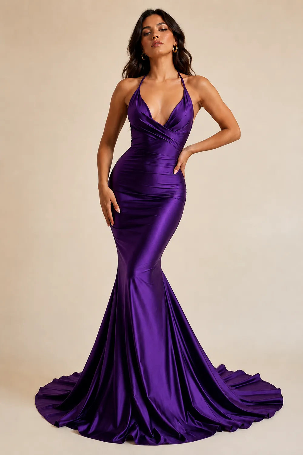 Seraphina Plunging V-Neck Mermaid Evening Gown