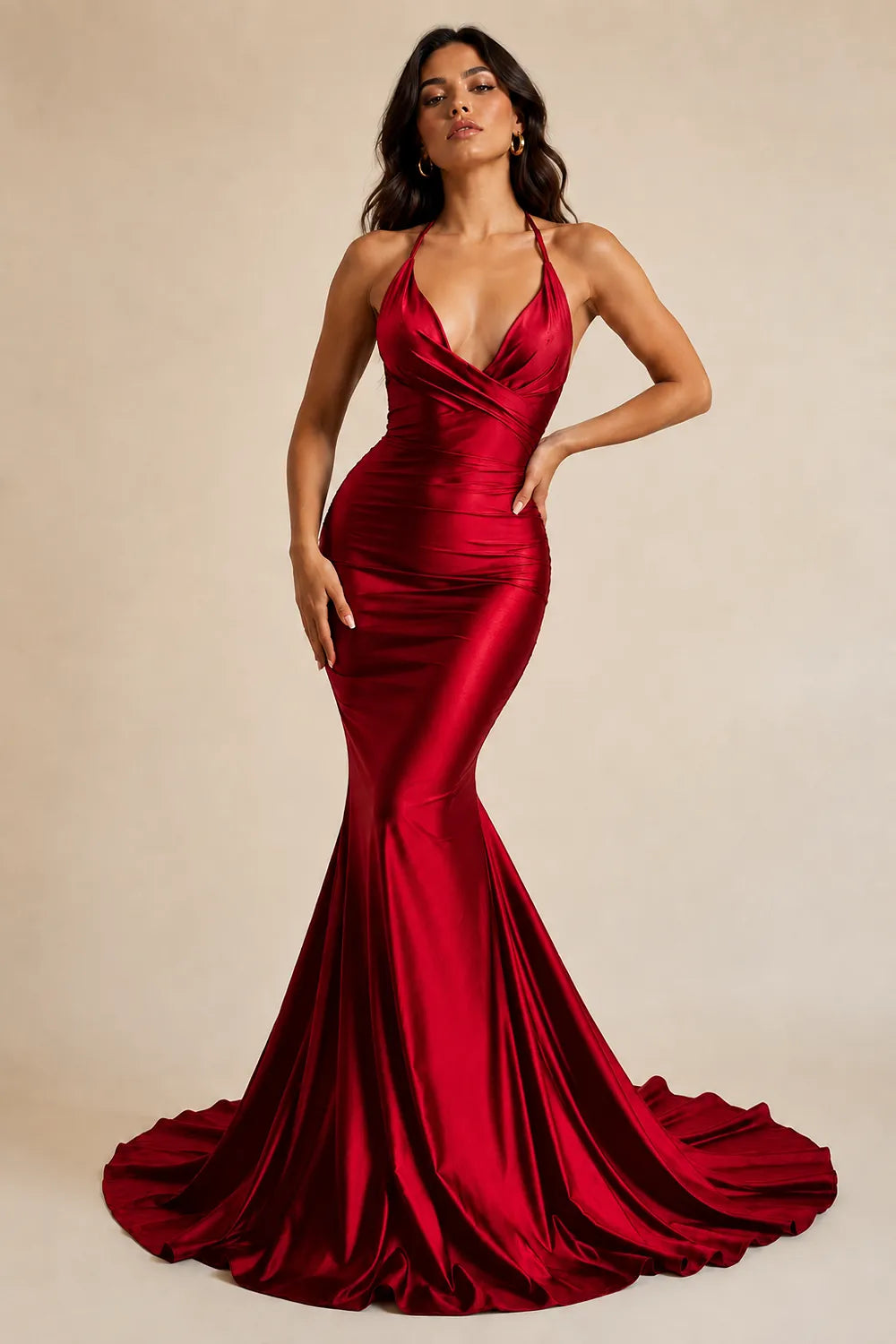 Seraphina Plunging V-Neck Mermaid Evening Gown