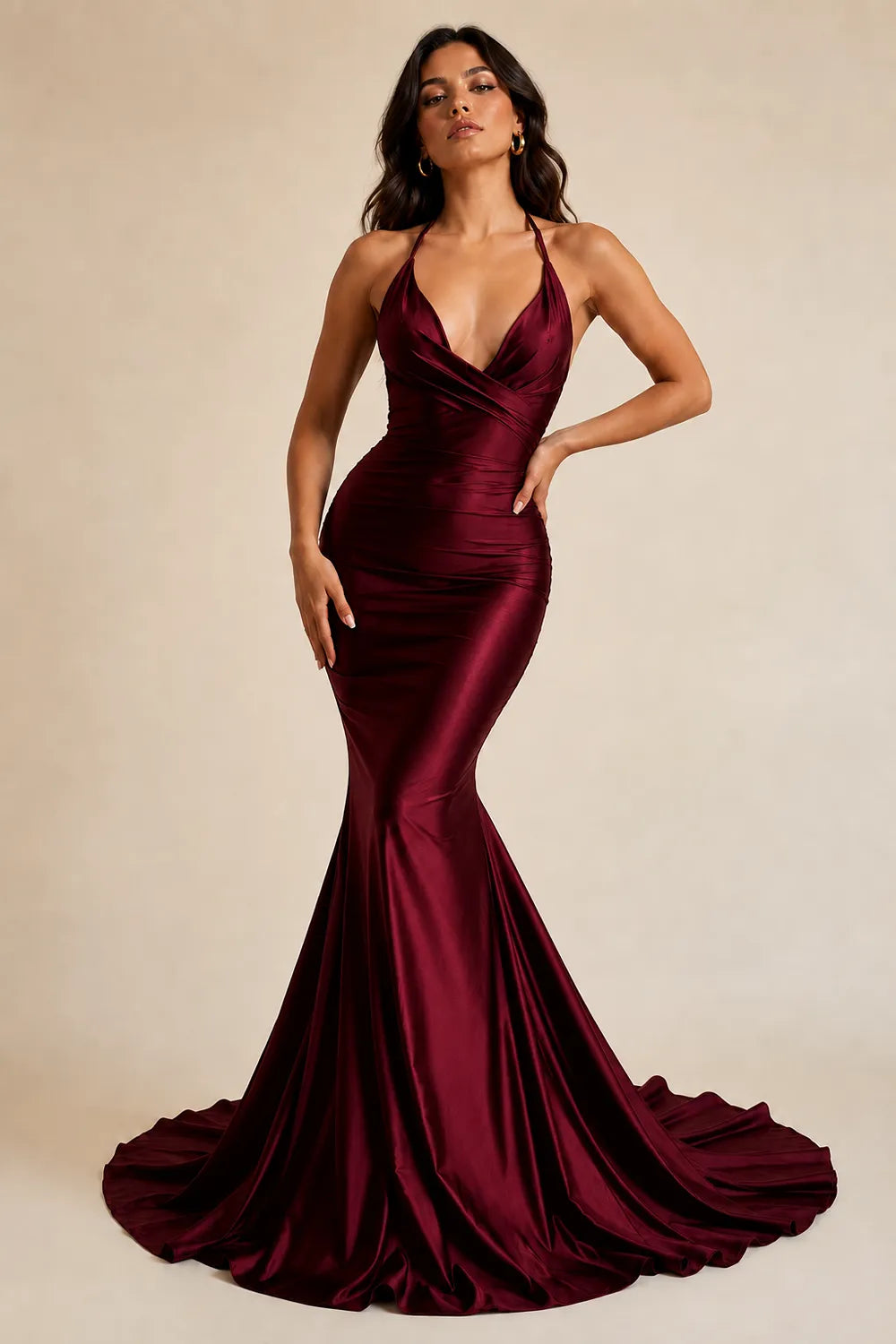 Seraphina Plunging V-Neck Mermaid Evening Gown