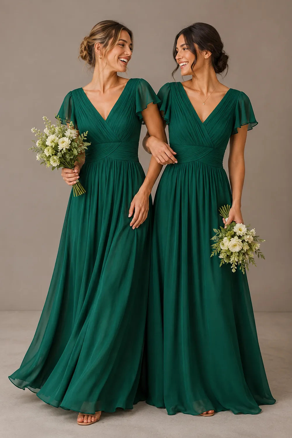 Liora Flutter Sleeve Maxi Formal Gown