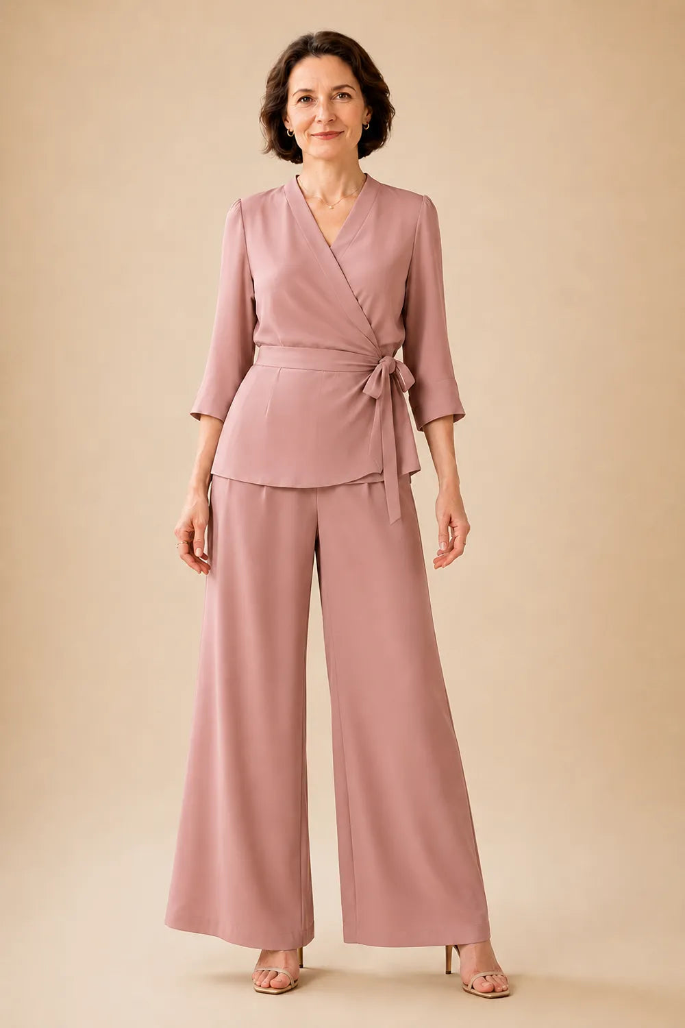 Classy Mother of the Bride Wrap Pant Suit