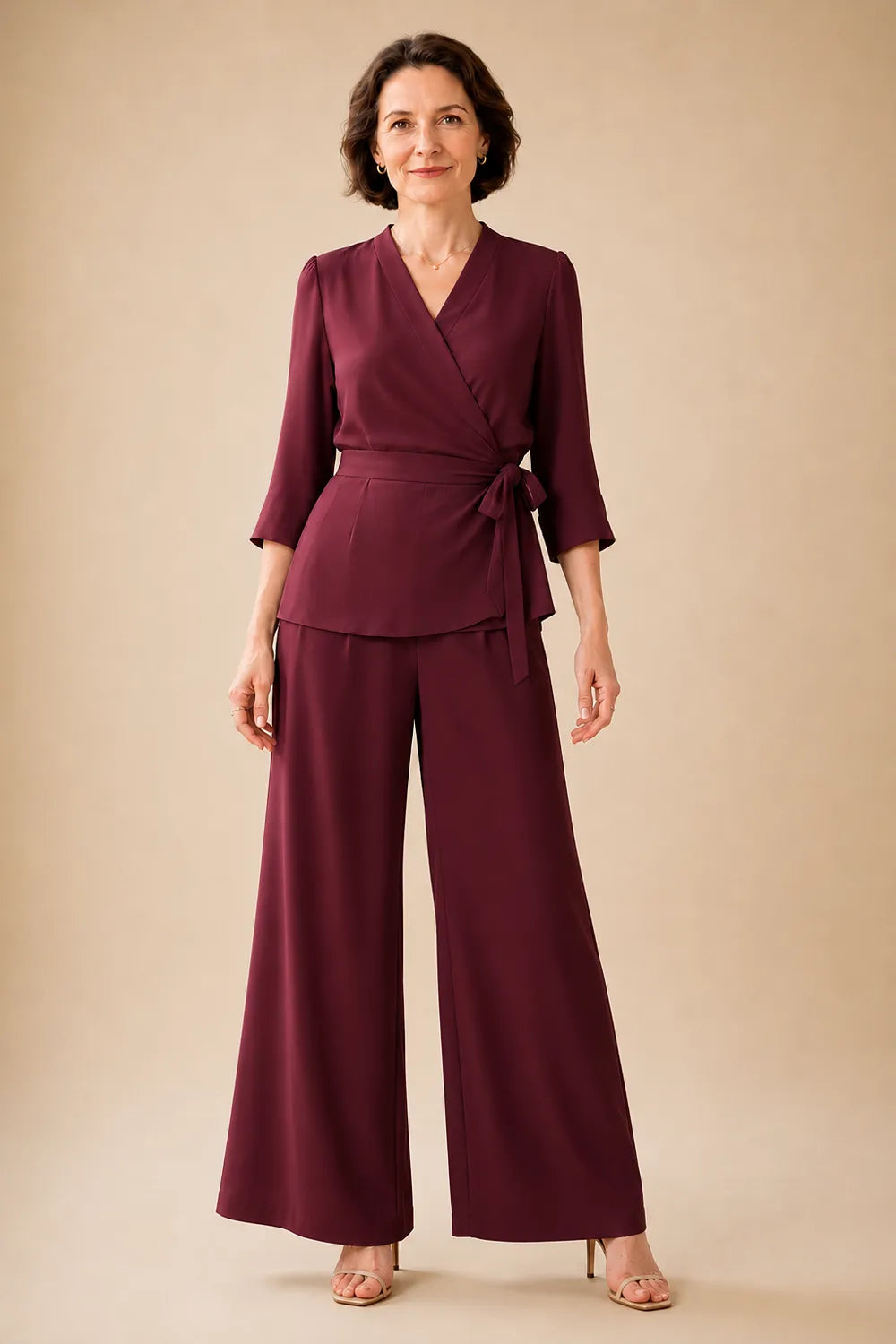 Classy Mother of the Bride Wrap Pant Suit