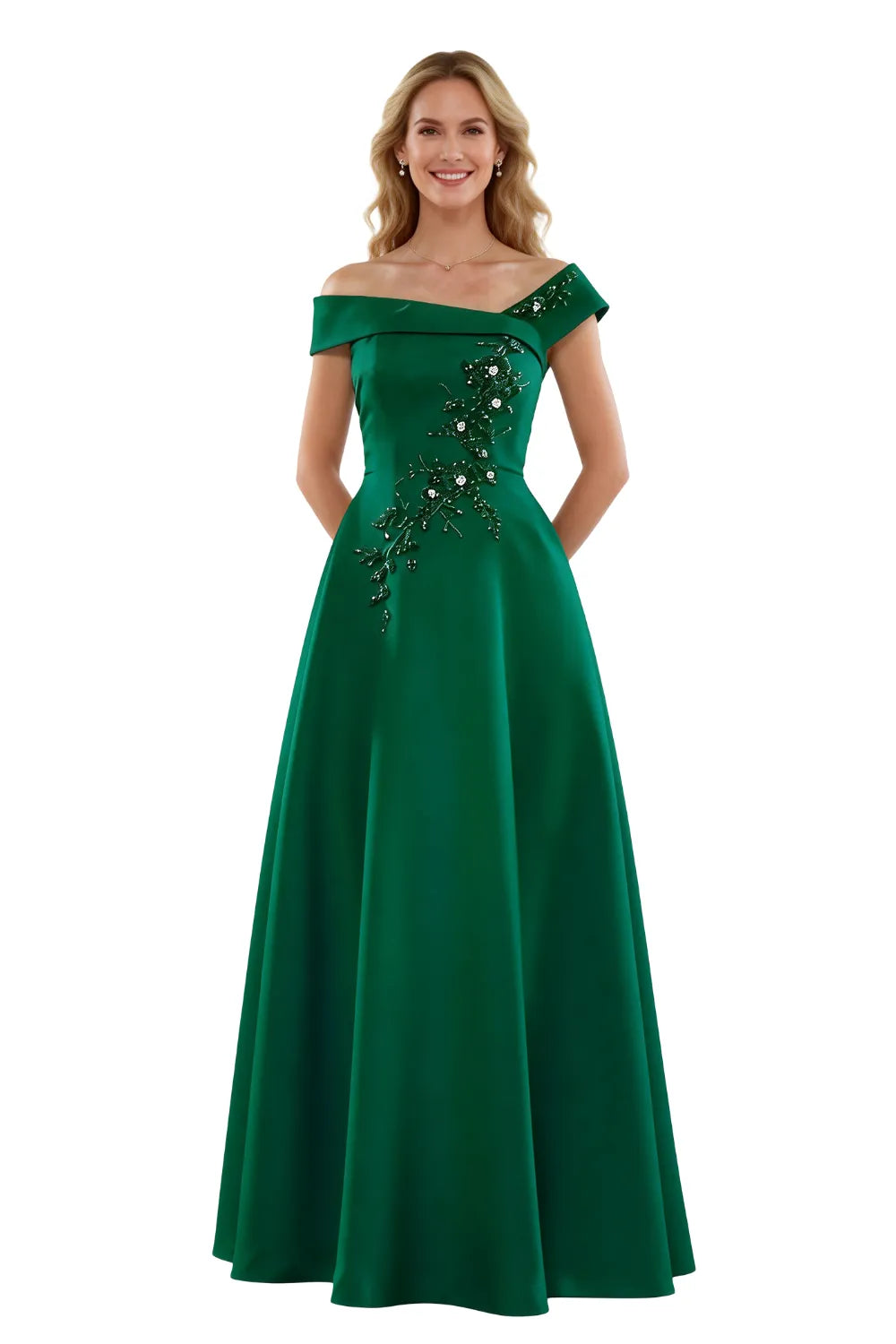 Timeless Off Shoulder Satin Evening Dress