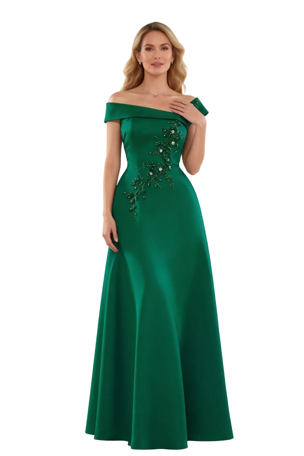 Timeless Off Shoulder Satin Evening Dress