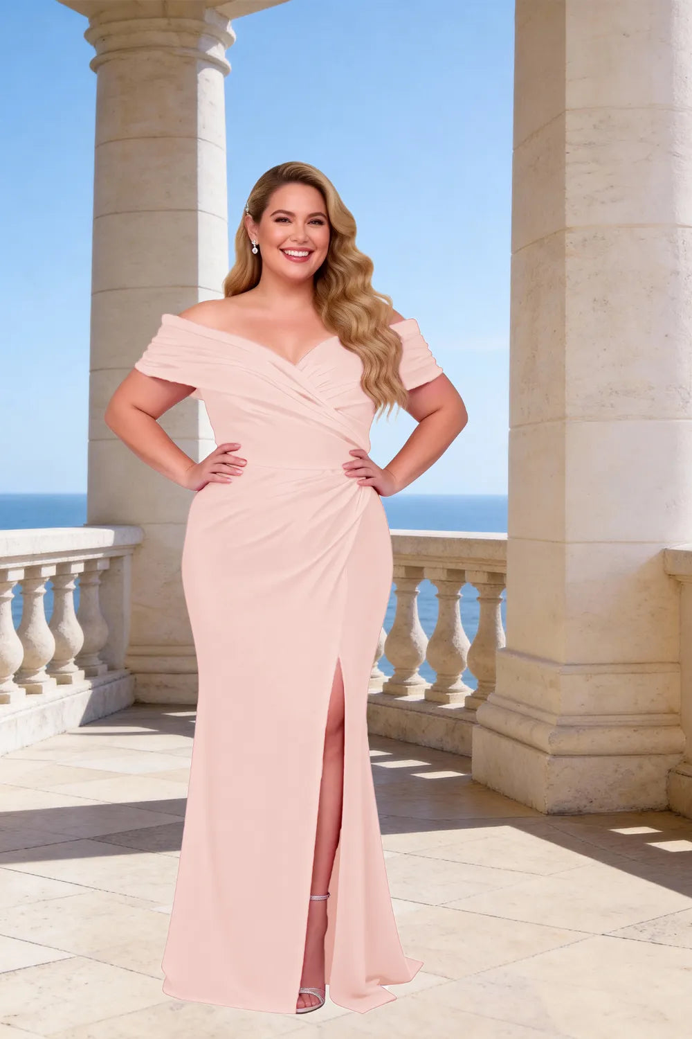 Celestia Ruched Bardot Mermaid Maxi Dress