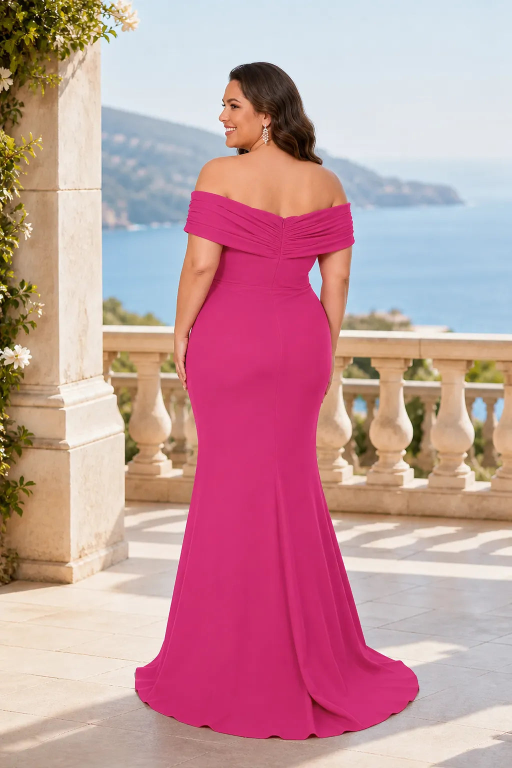 Celestia Ruched Bardot Mermaid Maxi Dress