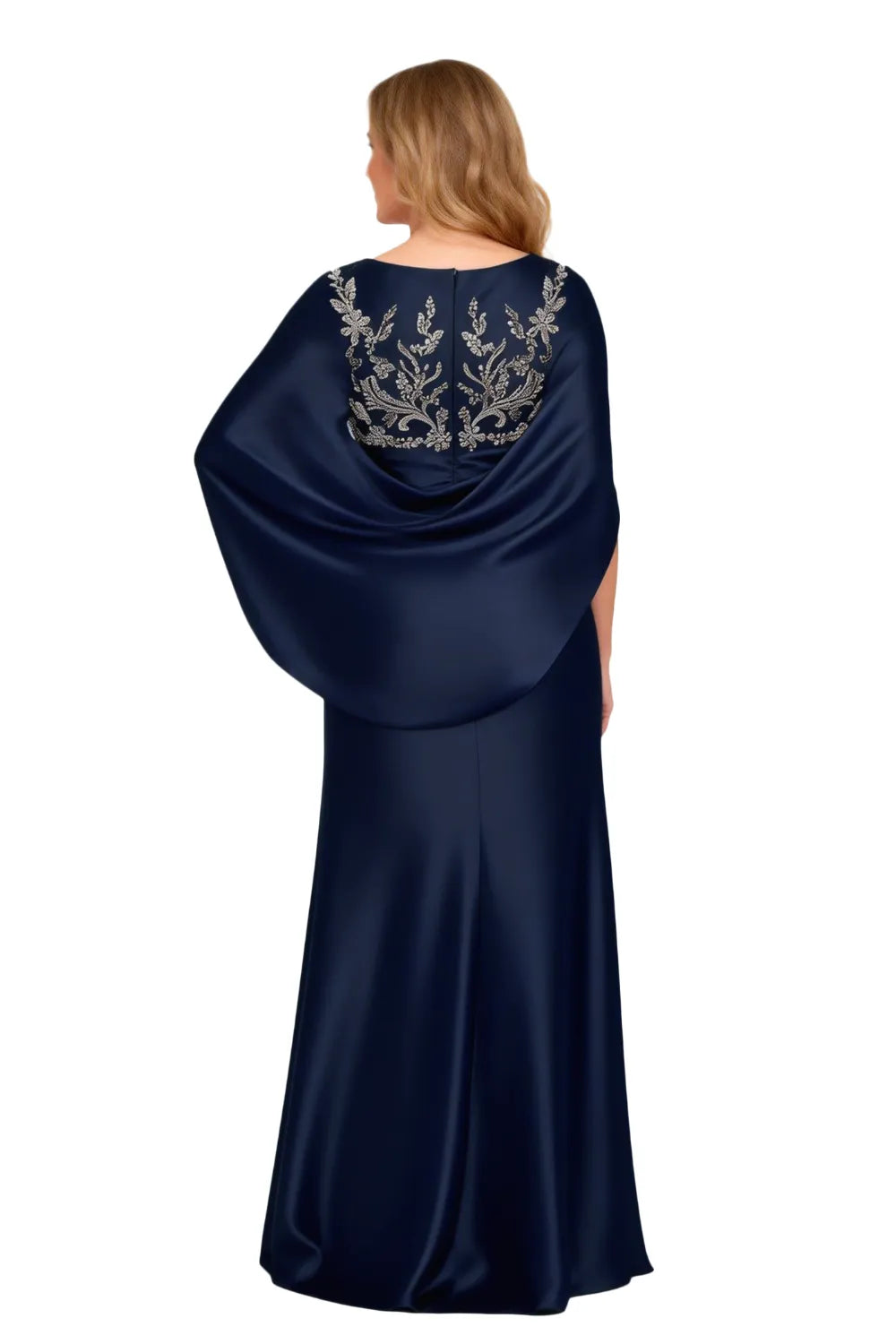 Mother Of The Bride Dress Elegant Satin Cape Evening Gown| Shdowarth®