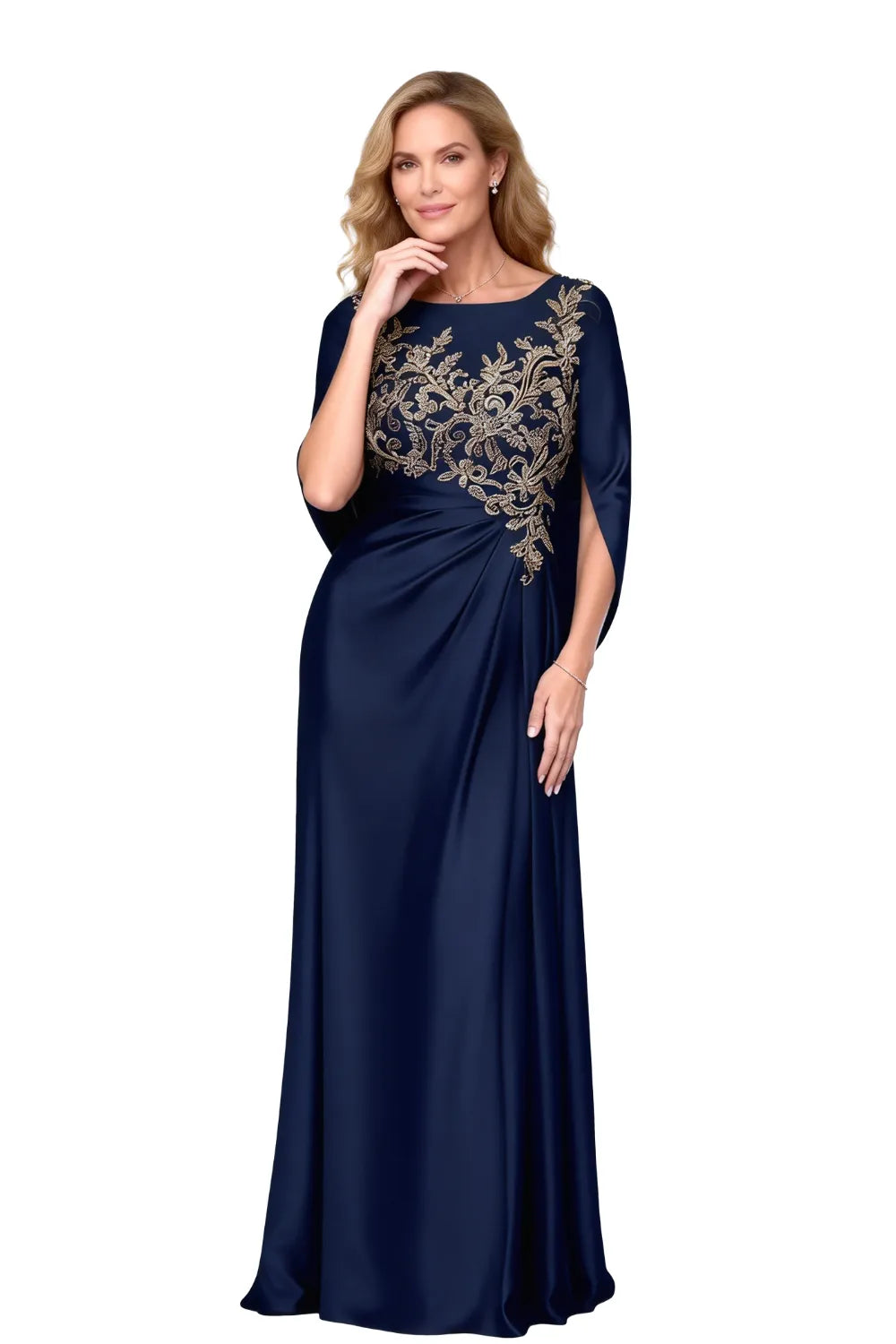 Ethereal Embroidered Cape Gown