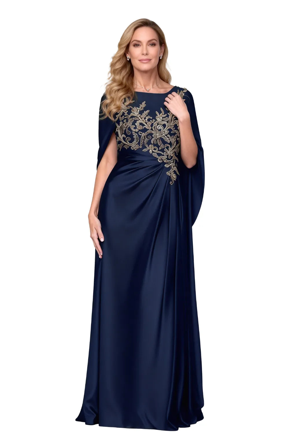 Ethereal Embroidered Cape Gown