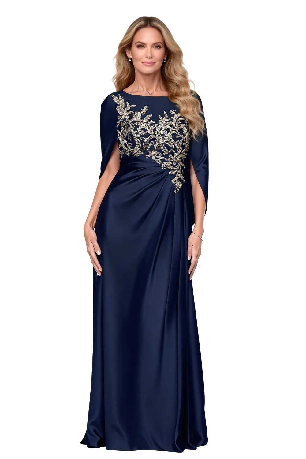 Ethereal Embroidered Cape Gown
