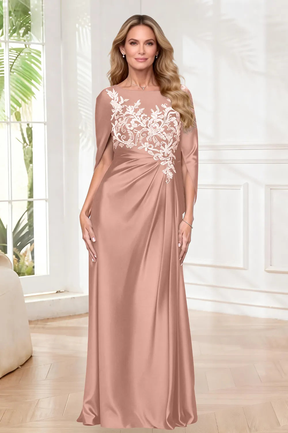 Ethereal Embroidered Cape Gown