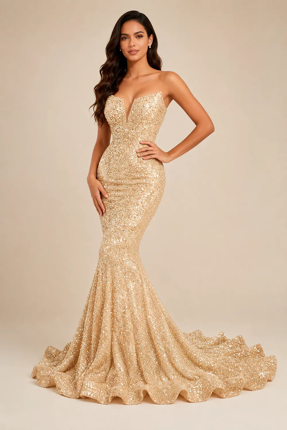 Vivienne Sculpted Sequin Prom Gown