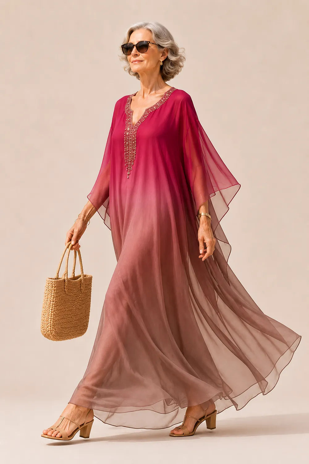 Flowing Chiffon Resort Evening Maxi Dress