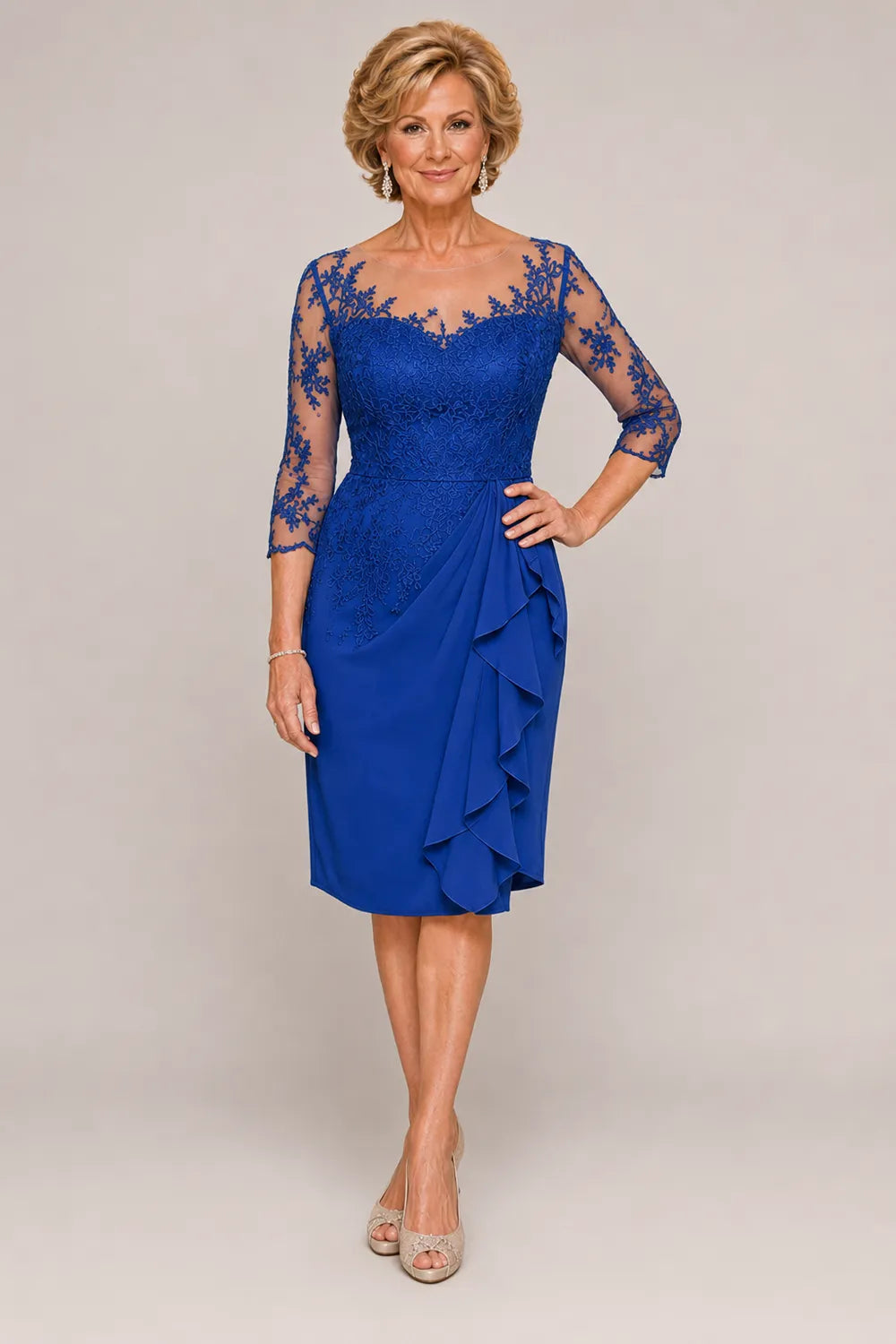 Timeless Sheath Dress with Sheer Lace Sleeves