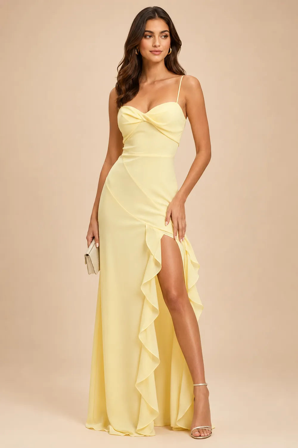 Twist Front High Slit Formal Dress