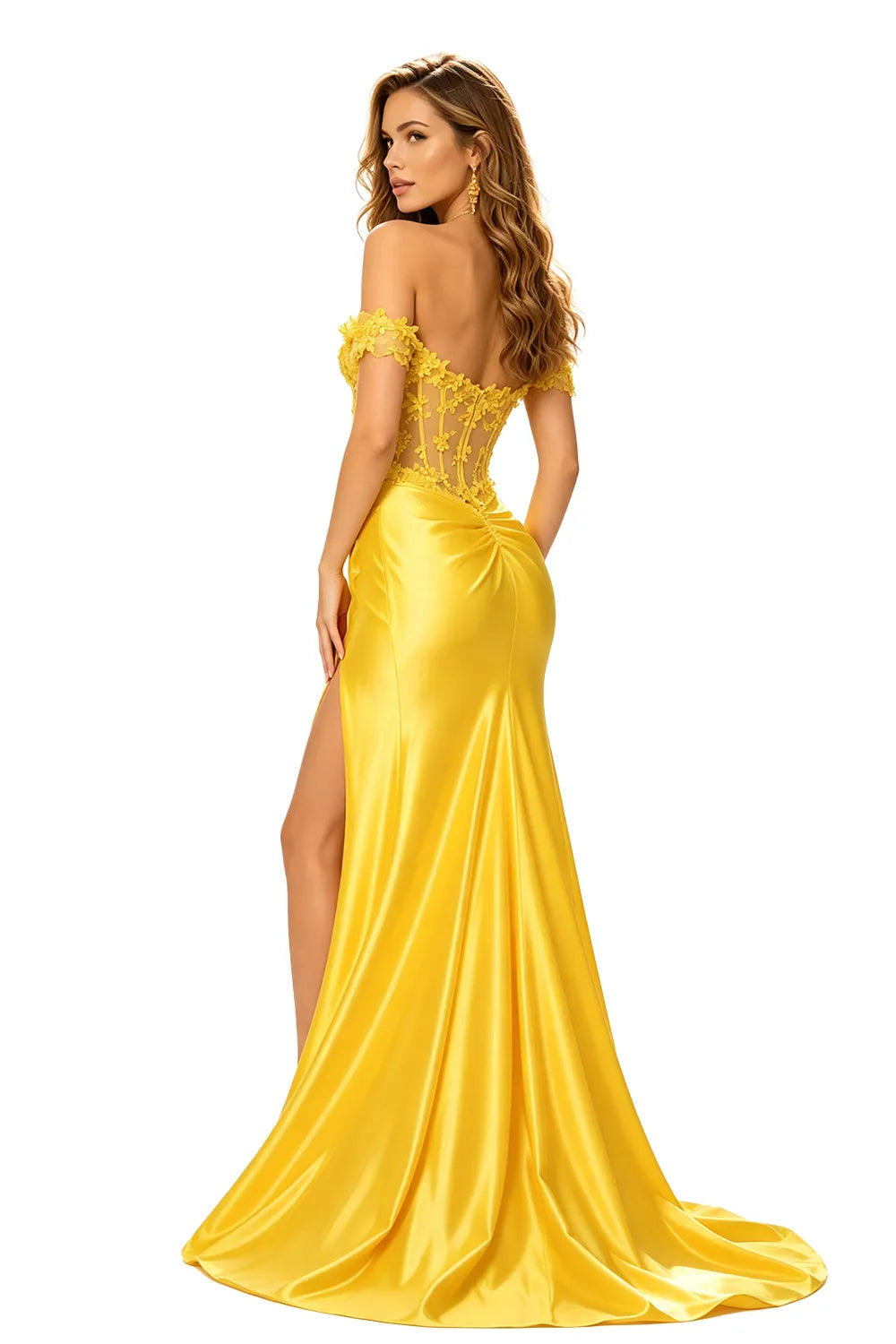 Floral Lace Off-Shoulder Mermaid Evening Gown