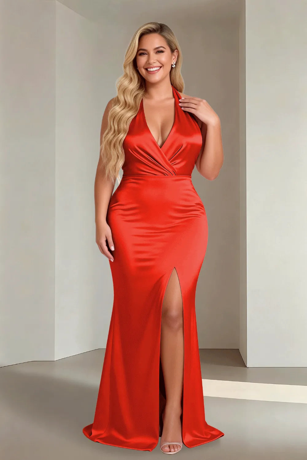 Plus Size Satin Evening Dress