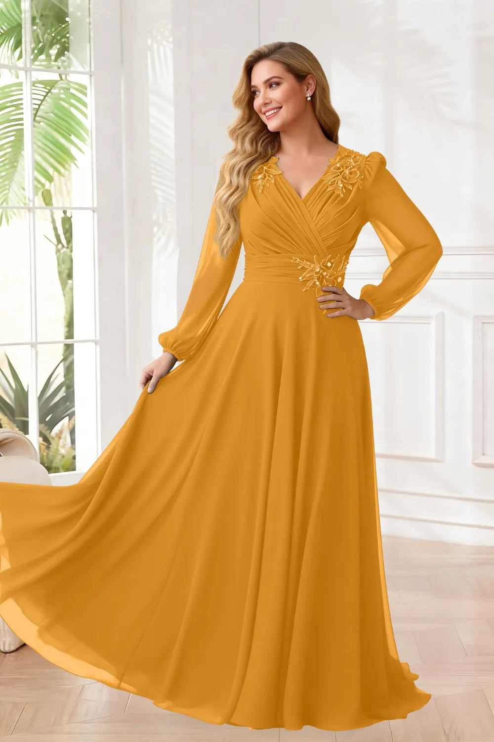 Sophisticated V-Neck Chiffon A-Line Formal Gown