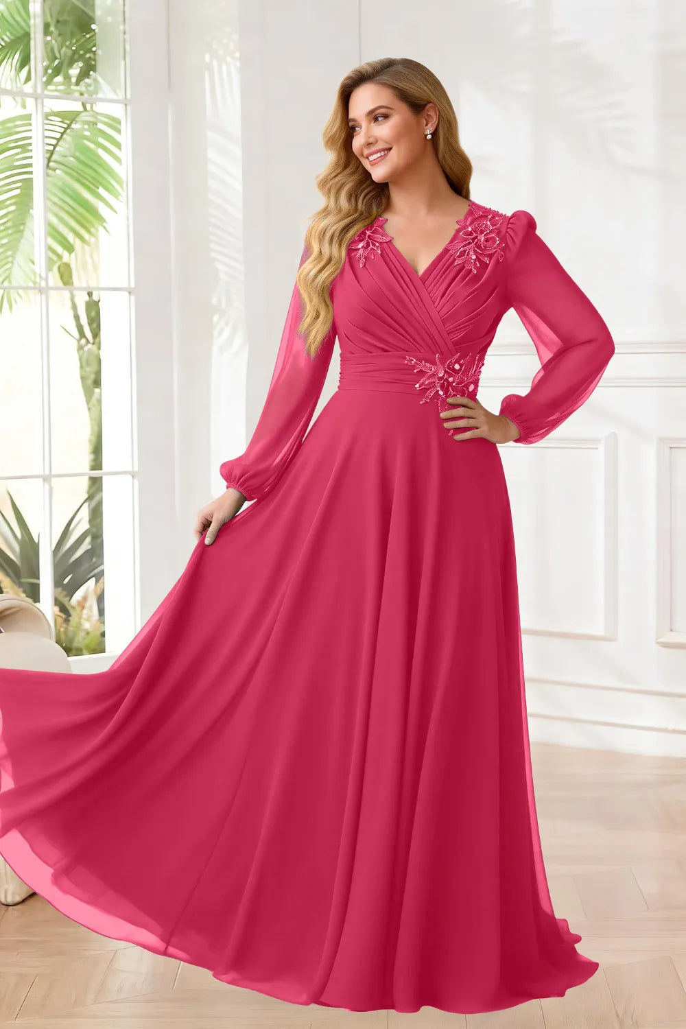Sophisticated V-Neck Chiffon A-Line Formal Gown